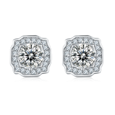 0.5Carat Round Moissanite Modern Halo Earrings